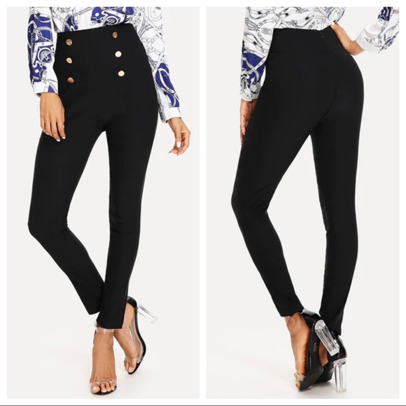 Fabulous High Waist Solid Chic Sailor Style Skinny Pants - Picture 4 of 5